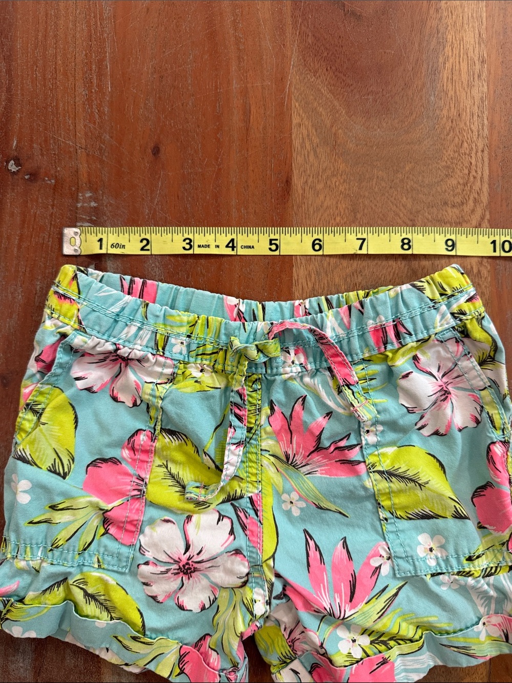 Carter’s Green Blue Floral Shorts size 4 - Picture 5 of 6